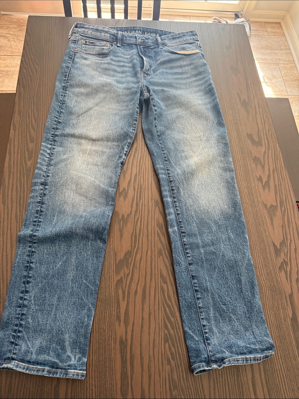 American Eagle Men’s Original Straight Faded Blue Jeans 34/32